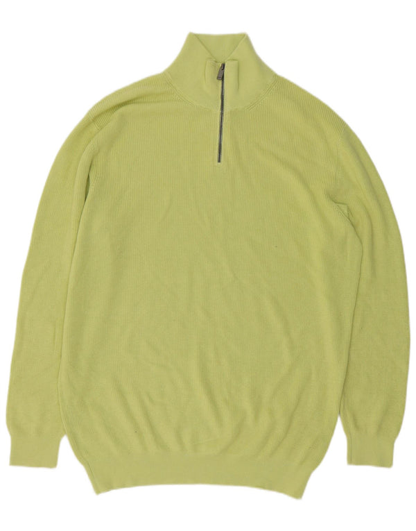 Мужской джемпер с воротником на молнии Massimo Dutti XL, зеленый хлопок