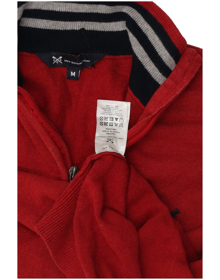 Crew Clothing Мужской джемпер с воротником на молнии, свитер среднего красного цвета из хлопка