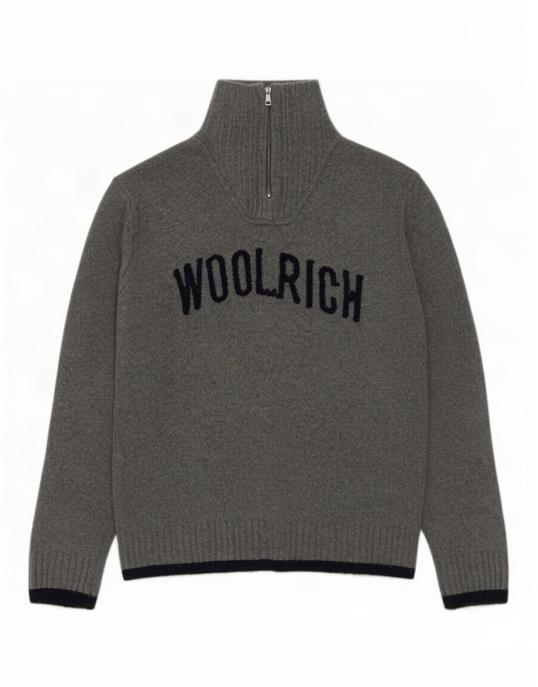 Мужской джемпер с воротником на молнии с графическим рисунком Woolrich XL, серая шерсть