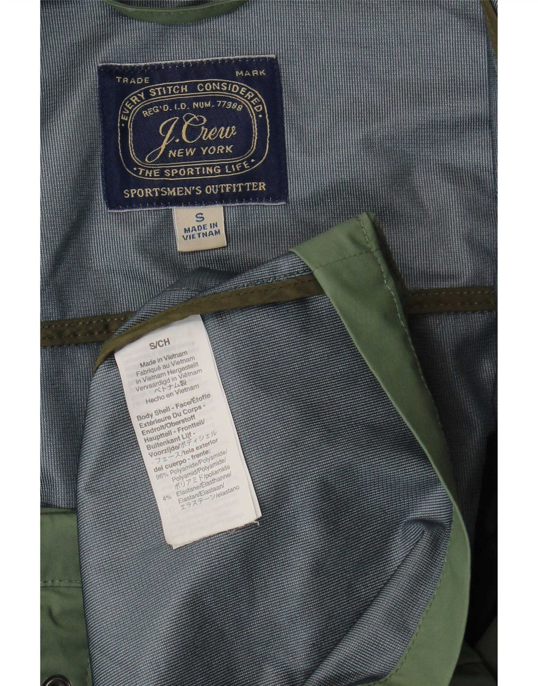 Мужская универсальная куртка с капюшоном J. Crew UK 36, маленький зеленый полиэстер