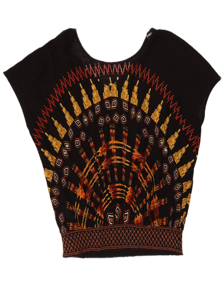 Женская блузка Desigual Top UK 16, большая черная с геометрическим узором
