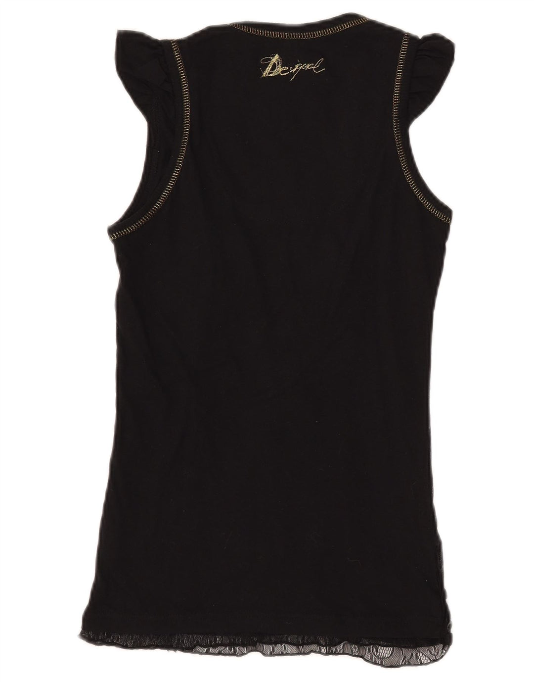 Женская блузка с графическим рисунком DESIGUAL UK 8, маленький черный полиамид с геометрическим рисунком