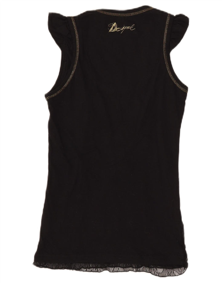 Женская блузка с графическим рисунком DESIGUAL UK 8, маленький черный полиамид с геометрическим рисунком