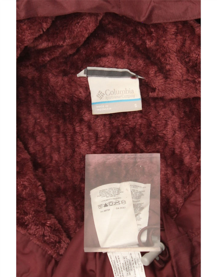 COLUMBIA Женская куртка-ветровка большого размера с капюшоном UK 10, маленькая бордовая