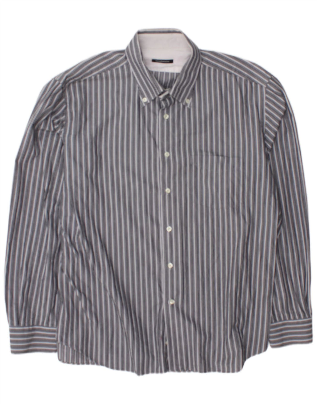 Мужская рубашка Roccobarocco, размер 45, 18, 2XL, серая в полоску