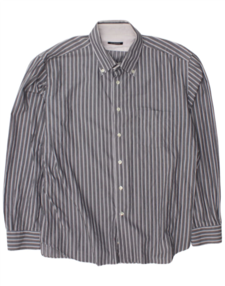 Мужская рубашка Roccobarocco, размер 45, 18, 2XL, серая в полоску