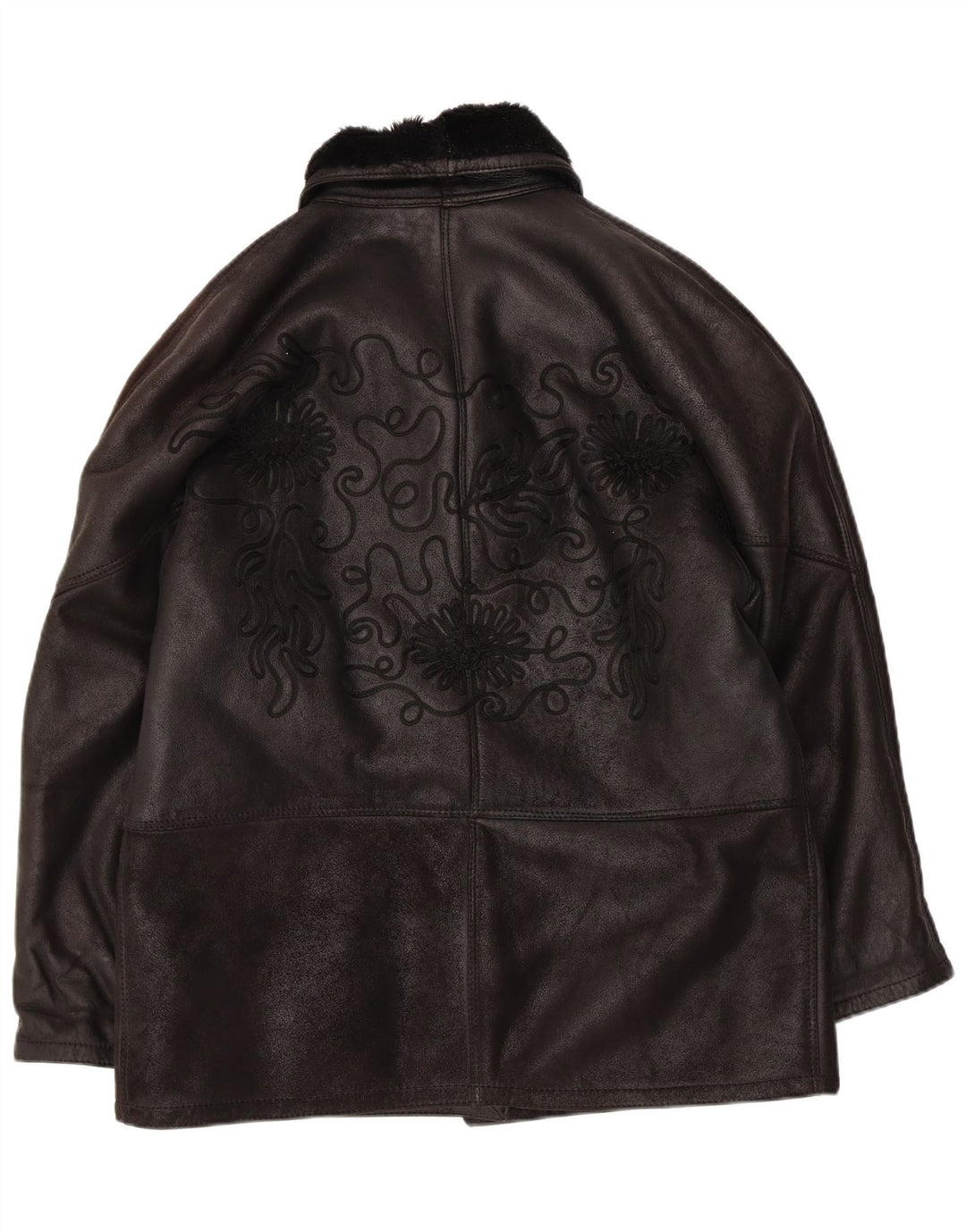 Винтажная женская дубленка оверсайз IT 42 Medium Black Shearling