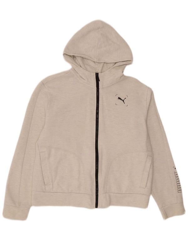 Женский свитер с капюшоном Puma на молнии с графическим рисунком UK 14, средний белый хлопок