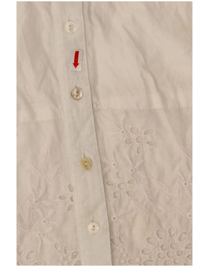 Женская блузка-рубашка с коротким рукавом WAREHOUSE UK 10, маленький размер, белый полиэстер