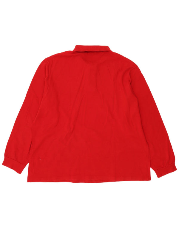 Мужская рубашка поло Lacoste с длинным рукавом, размер 8, 3XL, красный хлопок