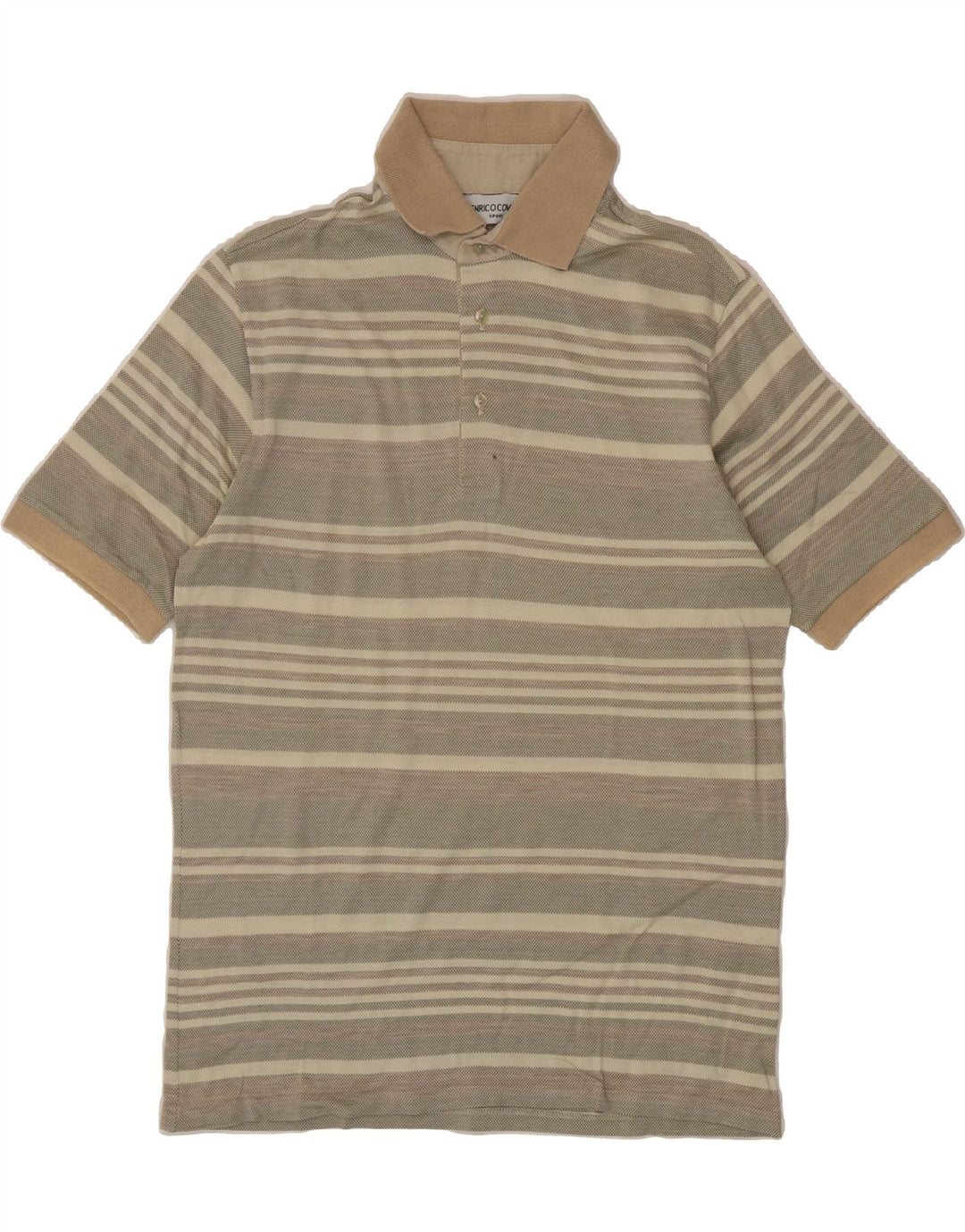 ENRICO COVERI Mens Polo Shirt Medium Grey Striped Vintage Enrico Coveri and Second-Hand Enrico Coveri from Messina Hembry 