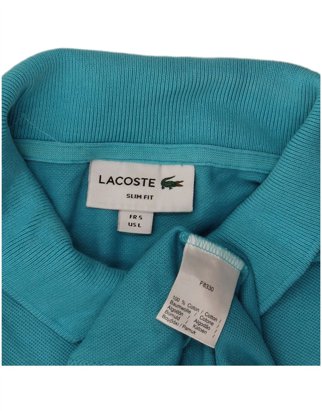 Мужская рубашка-поло приталенного кроя Lacoste, размер 5, большая синяя хлопковая ткань