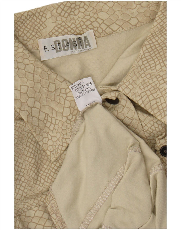 VINTAGE Женская рубашка с абстрактным узором UK 12, средний бежевый с животным принтом