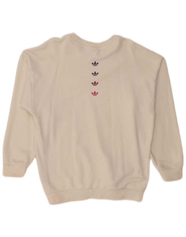 Женский джемпер большого размера с рисунком Adidas UK 10, маленький Off White