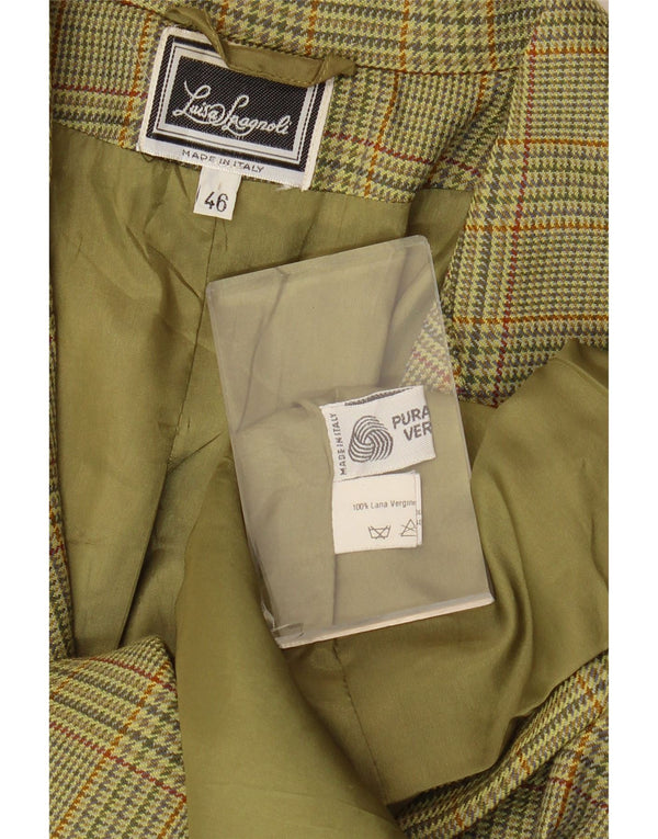Luisa Spagnoli Womens 3/4 Sleeve Blazer Jacket IT 46 Large Green Check