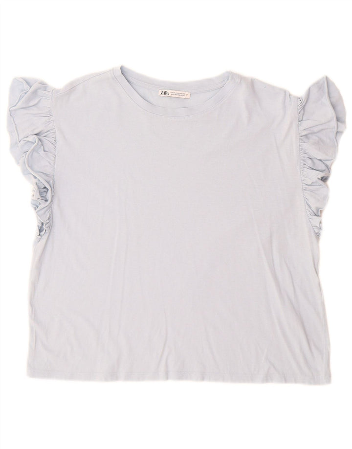 Женская футболка Zara Top UK 14, средний синий