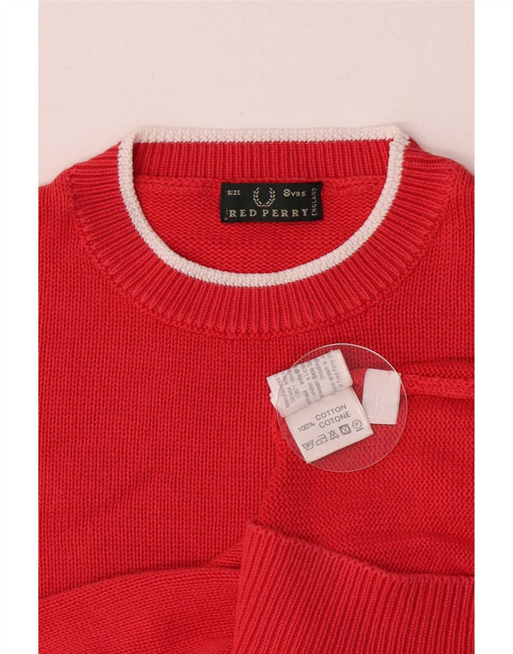 Джемпер с круглым вырезом Fred Perry для мальчиков, 7–8 лет, красный хлопок