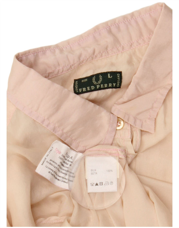 Женская блузка-рубашка FRED PERRY UK 14, большая, бежевая, шелковая