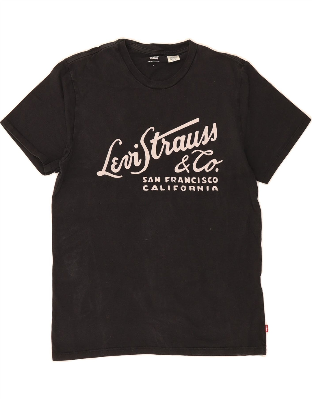 LEVI'S Mens Graphic T-Shirt Top Small Black Vintage Levi's and Second-Hand Levi's from Messina Hembry 