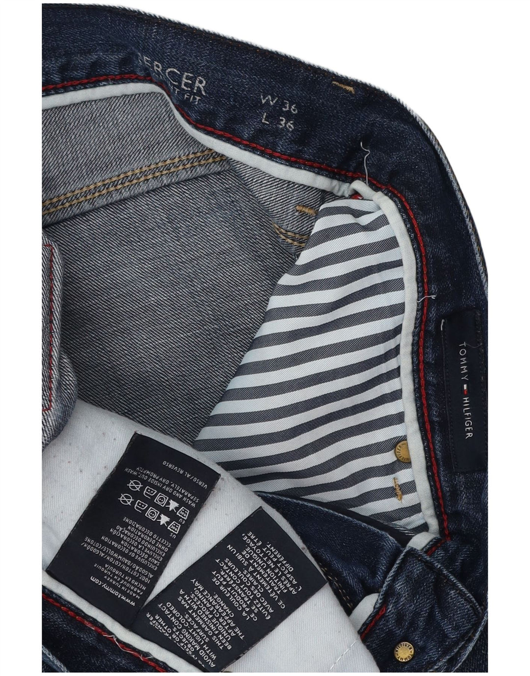 TOMMY HILFIGER Мужские прямые джинсы Mercer W36 L36 синие, хлопок