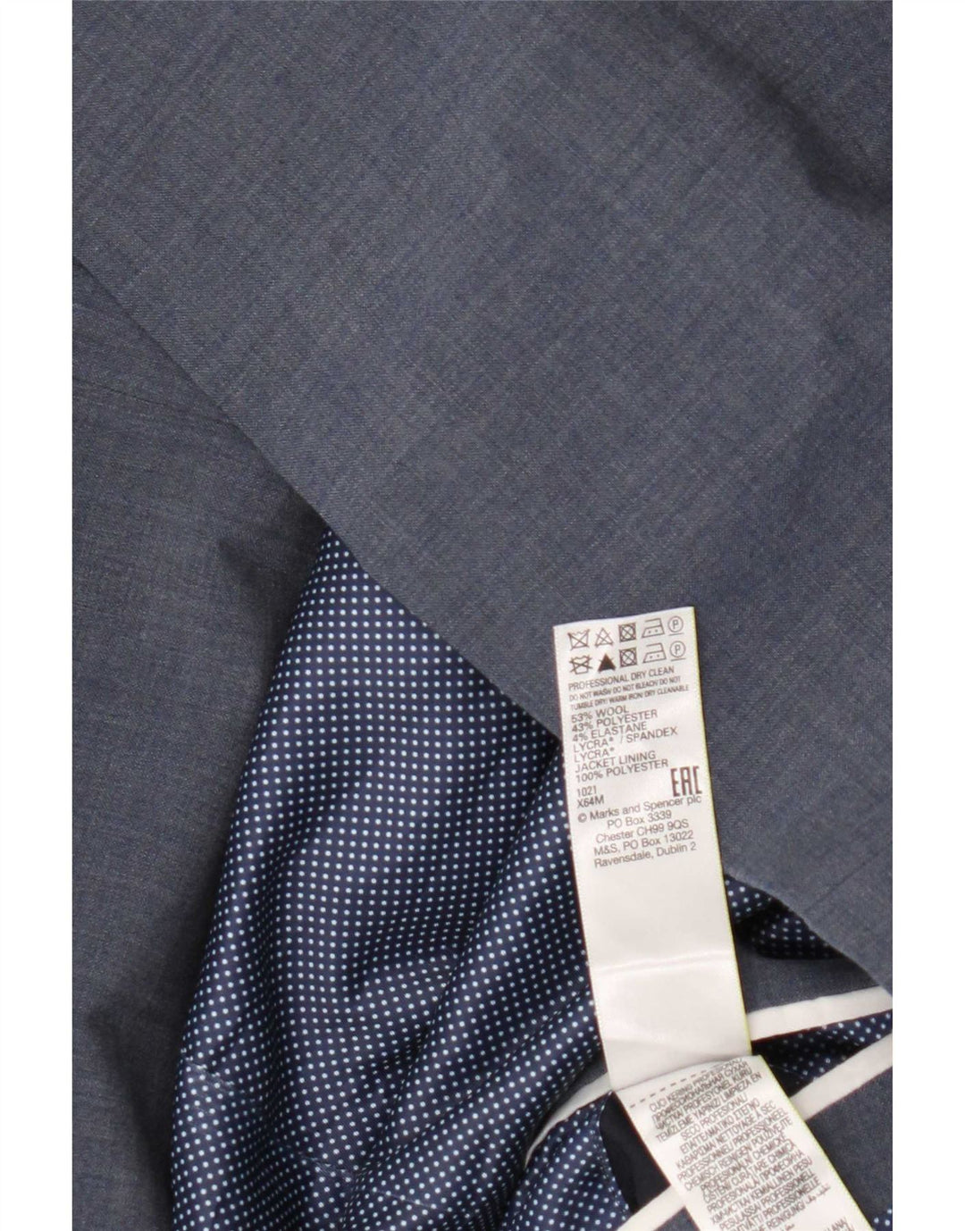 Мужской пиджак Marks & Spencer на 2 пуговицах, Великобритания, 46, 3XL, синий, шерстяной