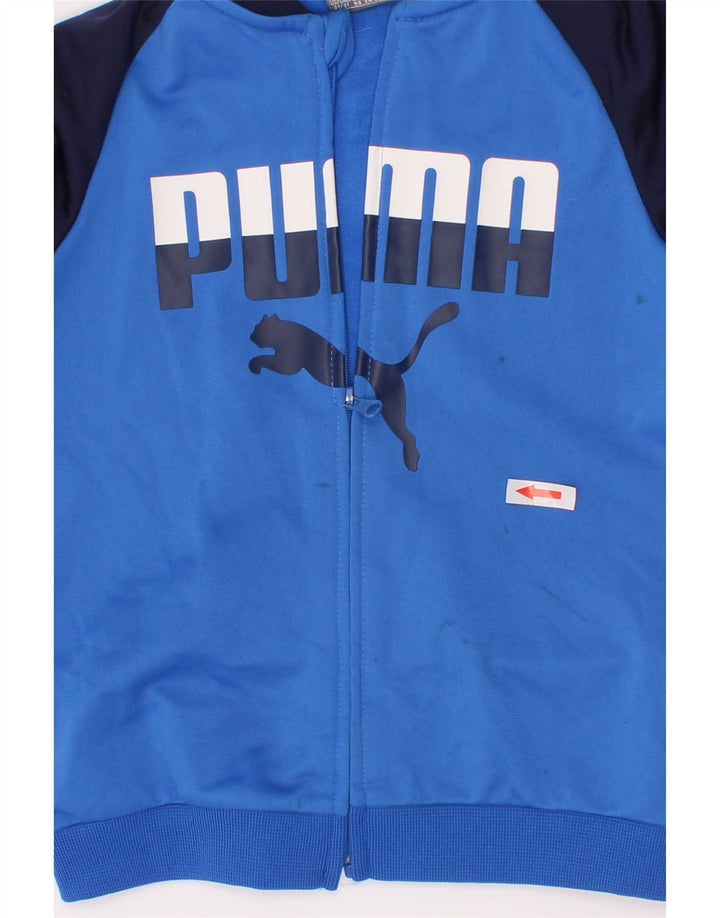 Спортивный костюм Puma для мальчиков с графическим рисунком, верхняя куртка, 2–3 года, синий полиэстер с цветными блоками