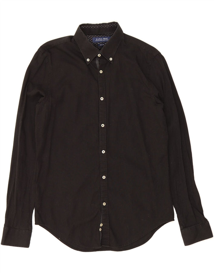 ZARA Mens Slim Fit Shirt Medium Black Vintage Zara and Second-Hand Zara from Messina Hembry 