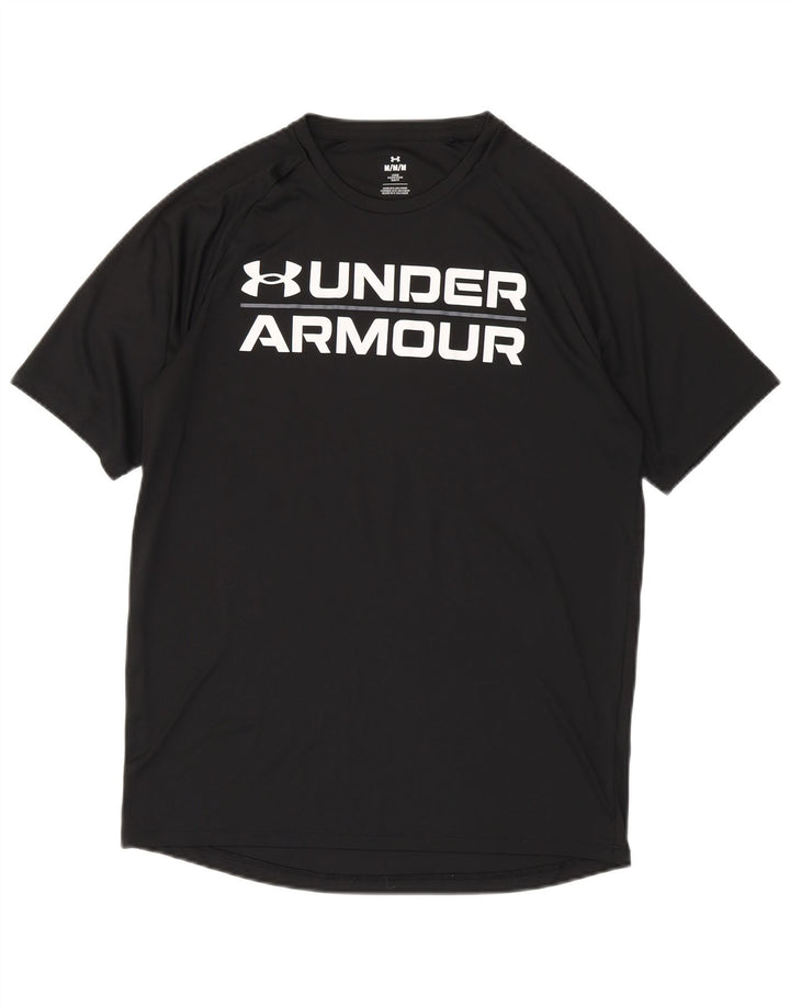 Мужская футболка с рисунком Under Armour, верх среднего размера, черный полиэстер