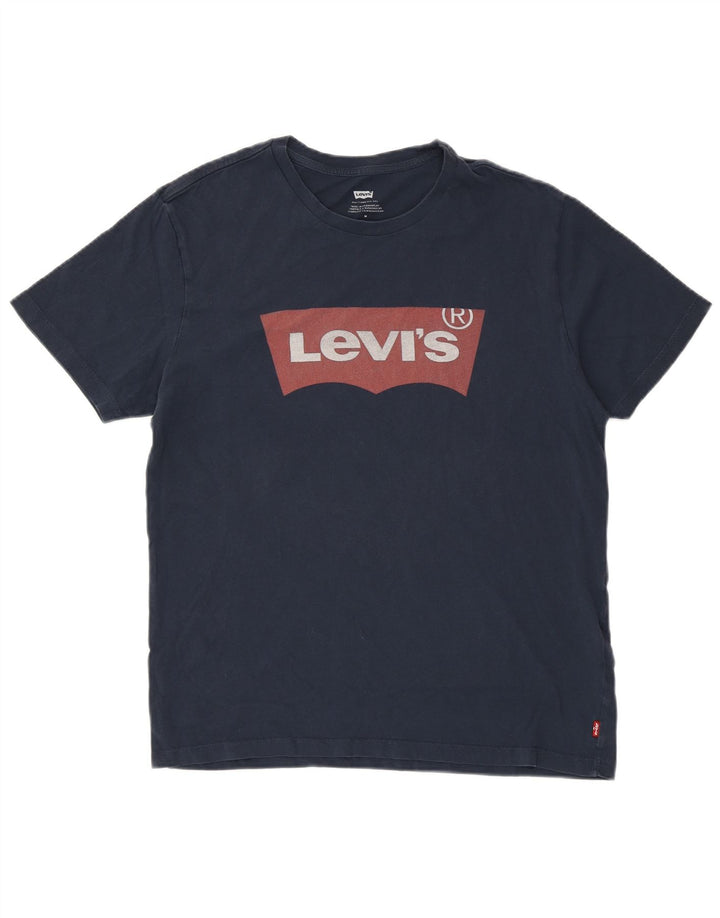 Мужская футболка с рисунком LEVI'S, топ среднего размера, темно-синий, хлопок