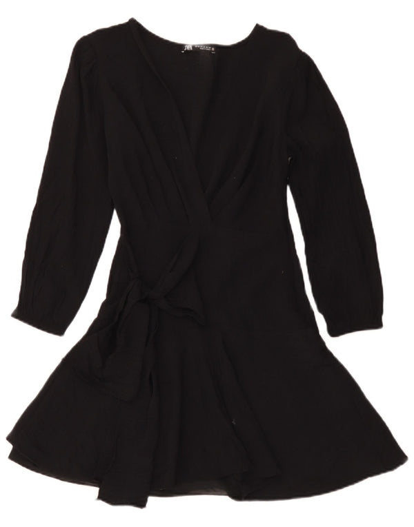Женское платье А-силуэта с рукавом 3/4 Zara UK 6 XS, черное из вискозы