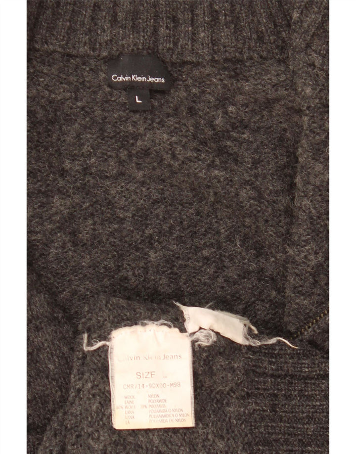Женский кардиган Calvin Klein UK 16, большой серый шерстяной свитер