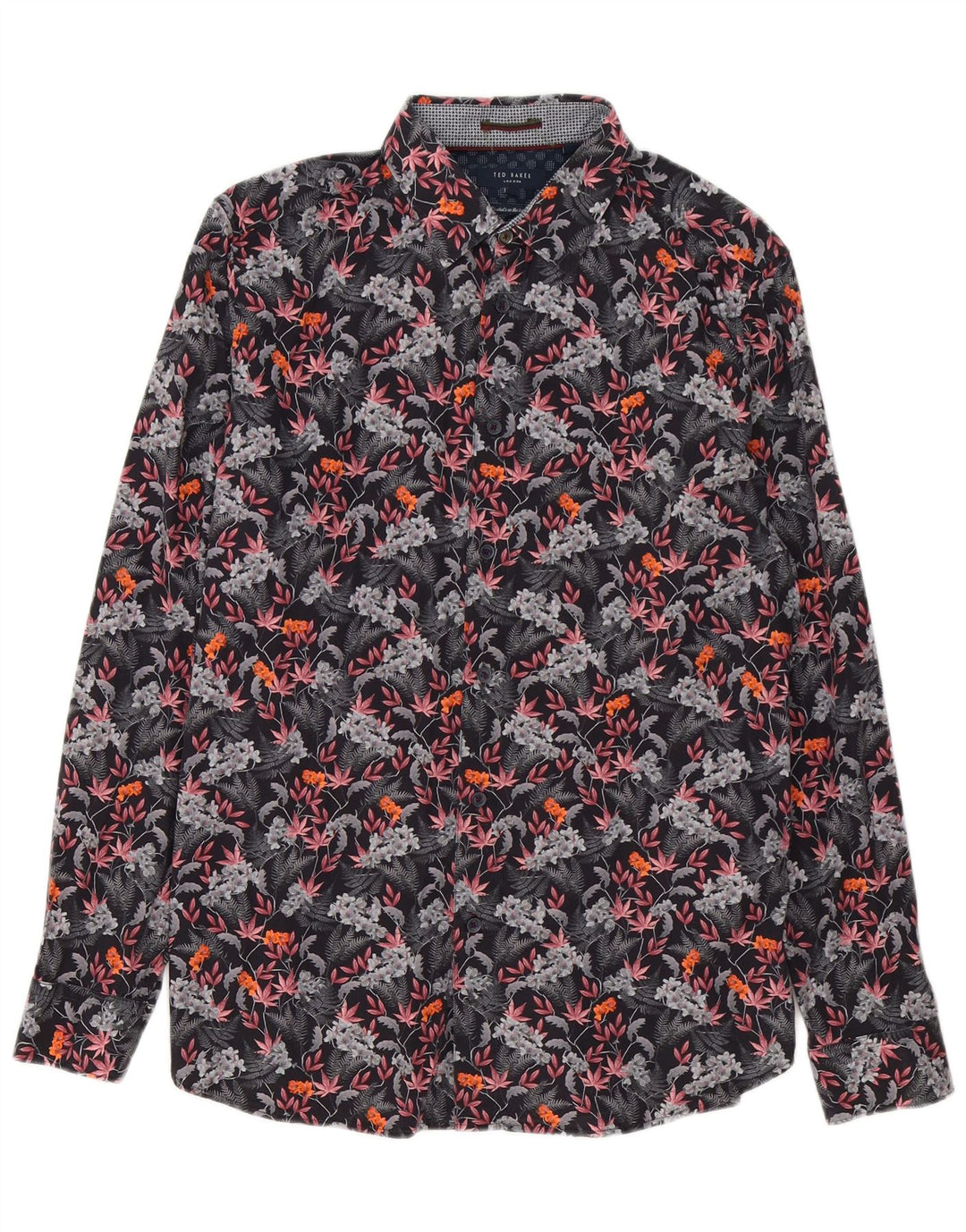 Мужская рубашка Ted Baker, размер 4, большой разноцветный хлопок с цветочным принтом