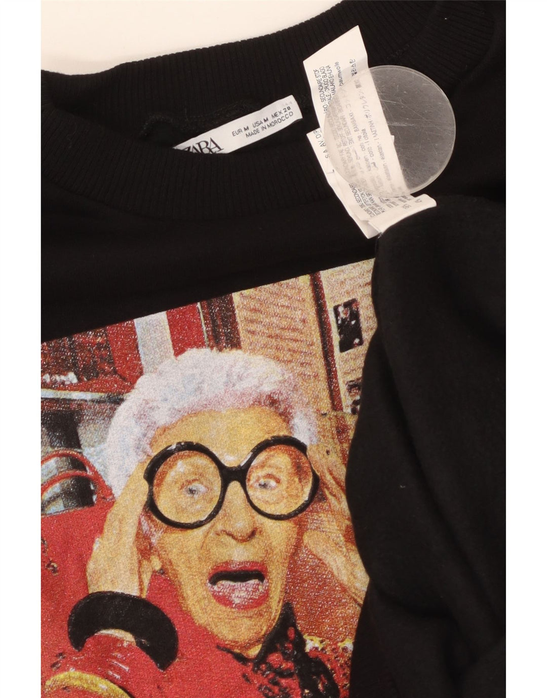 Женский свитер ZARA с рисунком, Великобритания 14, средний черный, хлопок