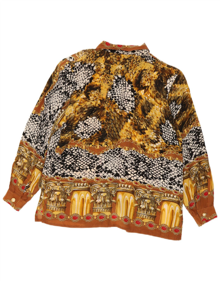 Женская блузка-рубашка с абстрактным узором Linda's, Великобритания, 18 XL, коричневая шелковая