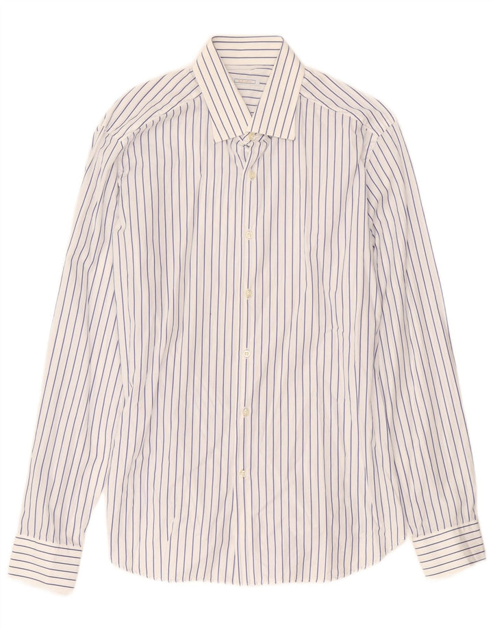 GIANFRANCO FERRE Мужская рубашка, размер 42, 16, 1/2, большая синяя полоска, хлопок