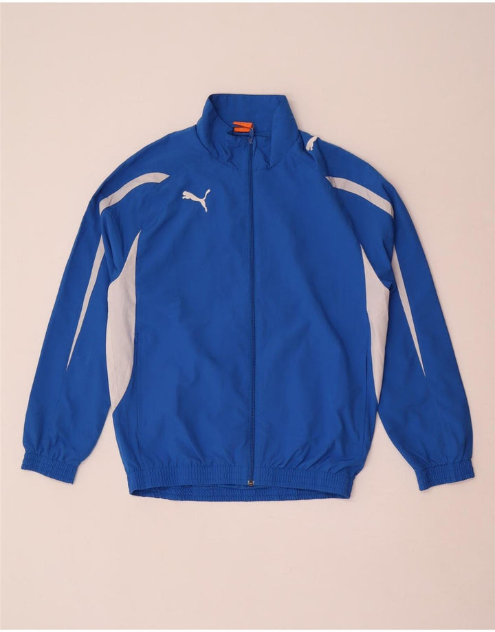 Мужской спортивный костюм Puma, верхняя куртка, маленький синий, полиэстер с цветными блоками, спортивный