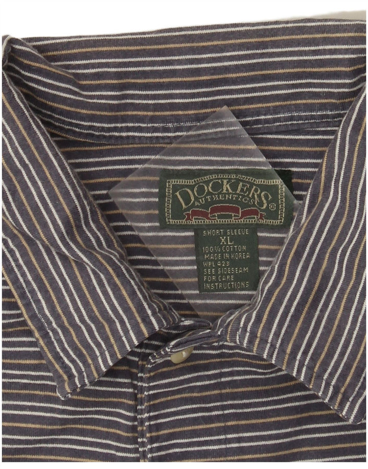 Мужская рубашка-поло Dockers XL, хлопковая серая полоска