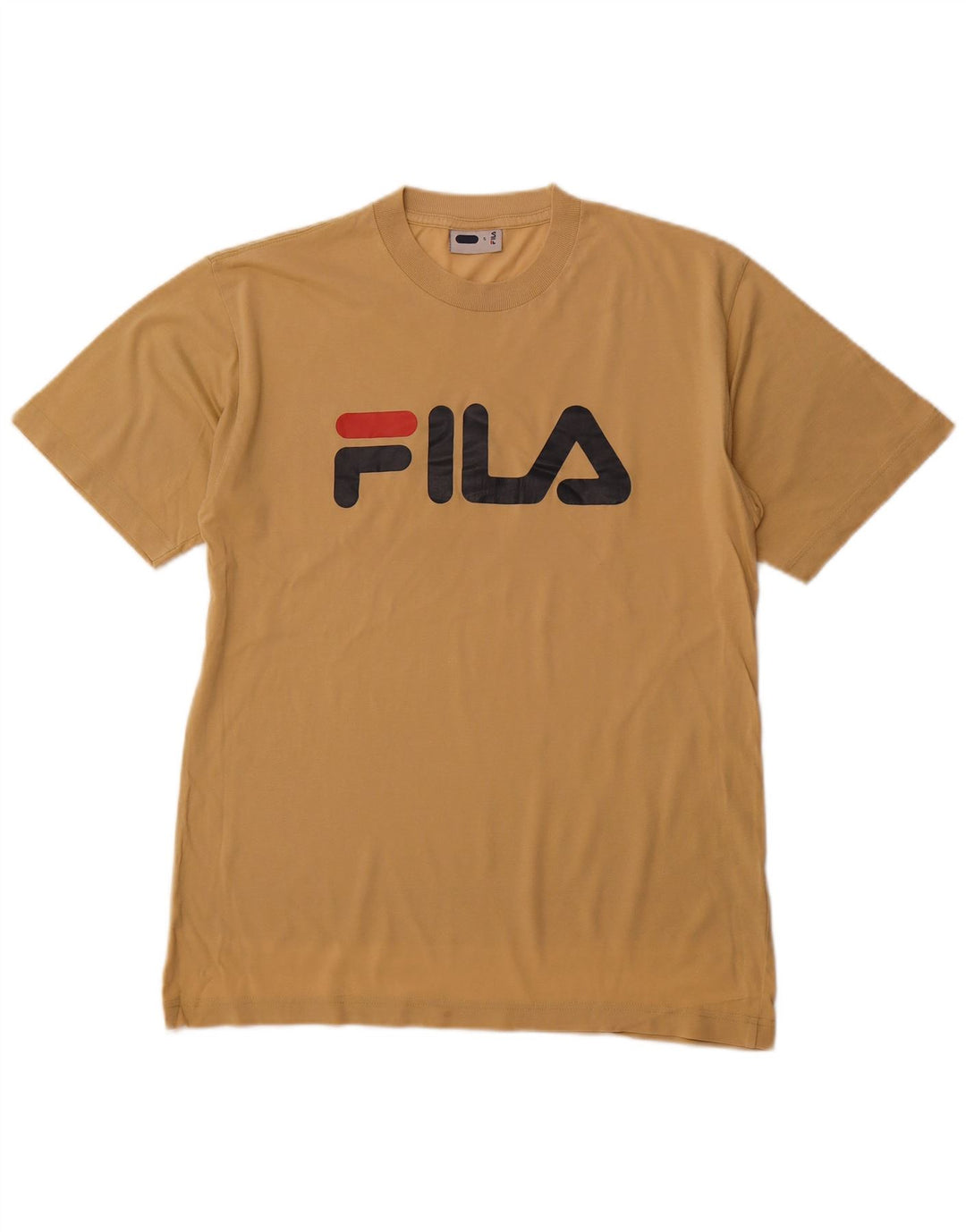 Мужская футболка с рисунком FILA, маленькая, бежевая