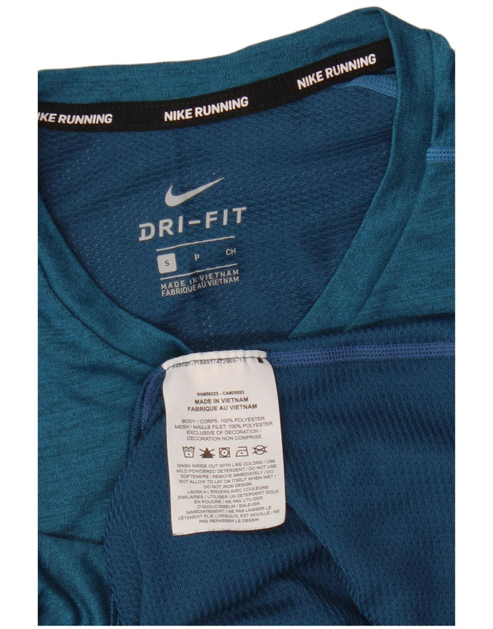 Мужская футболка Nike Dri Fit, маленький синий полиэстер с цветными блоками