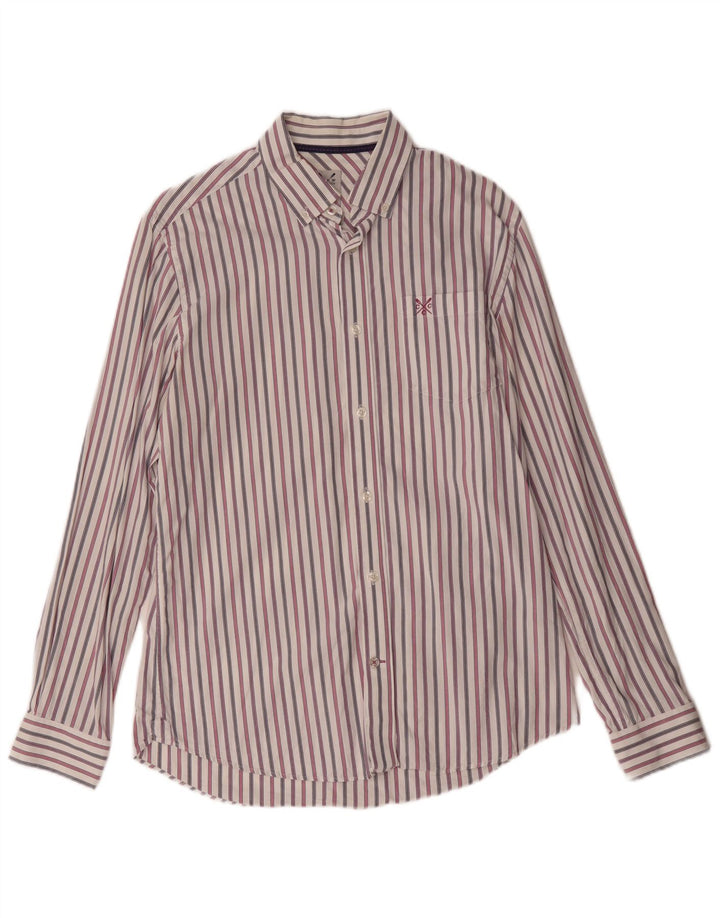 Crew Clothing Мужская рубашка прибрежного кроя средней длины из хлопка в разноцветную полоску
