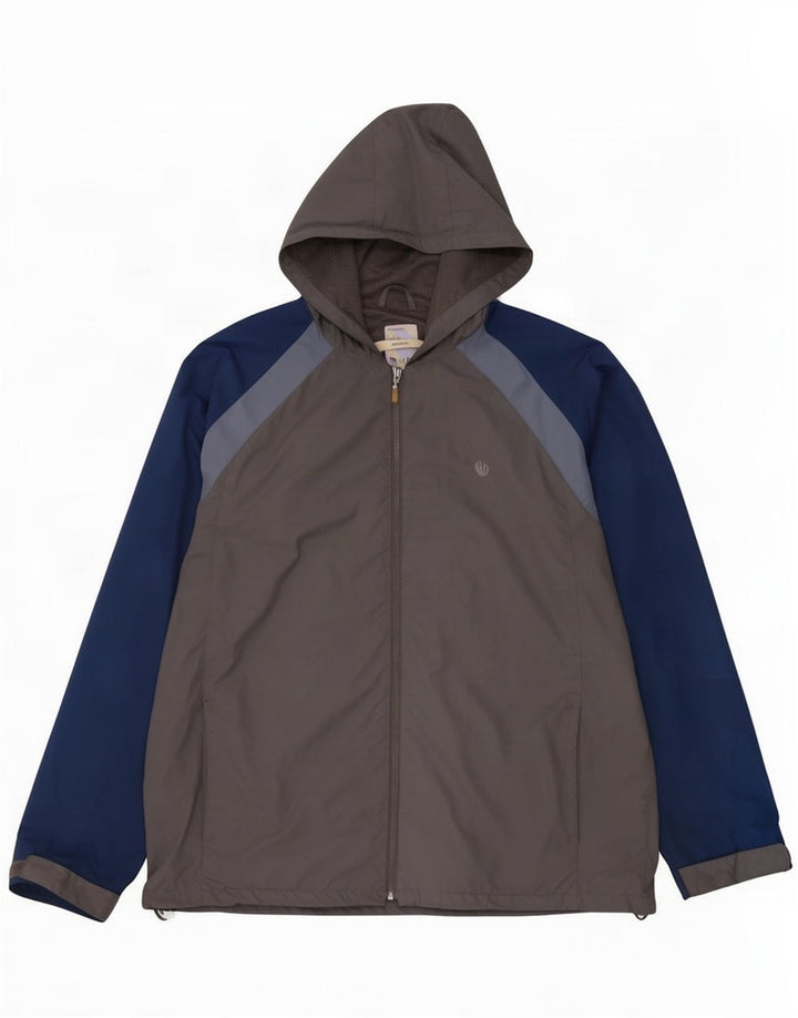 Мужская дождевик с капюшоном Fat Face UK 42 XL, серый полиэстер с цветными блоками