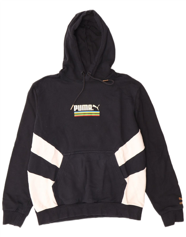 Мужской джемпер с капюшоном PUMA, большой черный, хлопок с цветными блоками