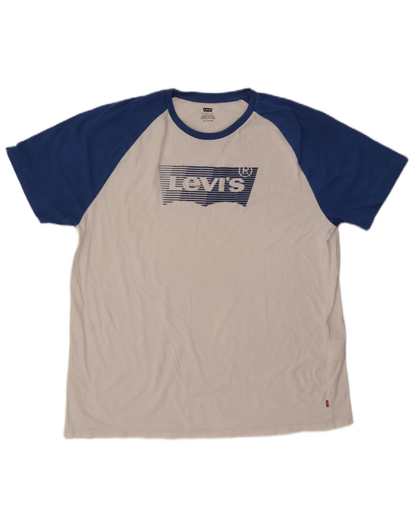 Мужская футболка с рисунком Levi's, топ 2XL, белая с цветными блоками