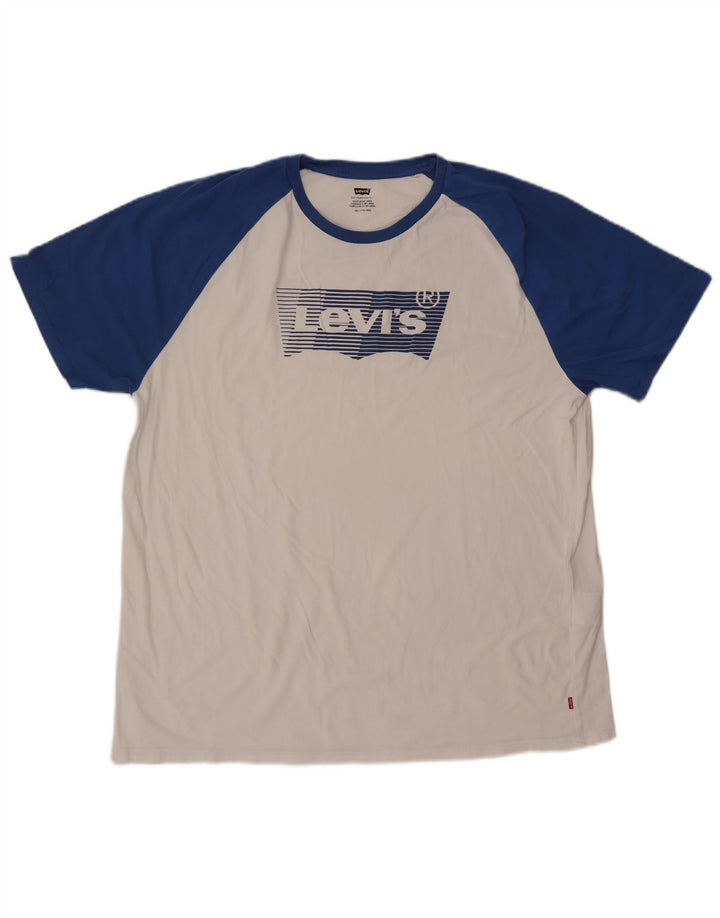 Мужская футболка с рисунком Levi's, топ 2XL, белая с цветными блоками