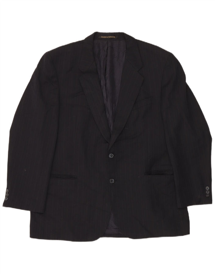Мужской пиджак с 2 пуговицами Marks & Spencer UK 44 2XL темно-синий в тонкую полоску