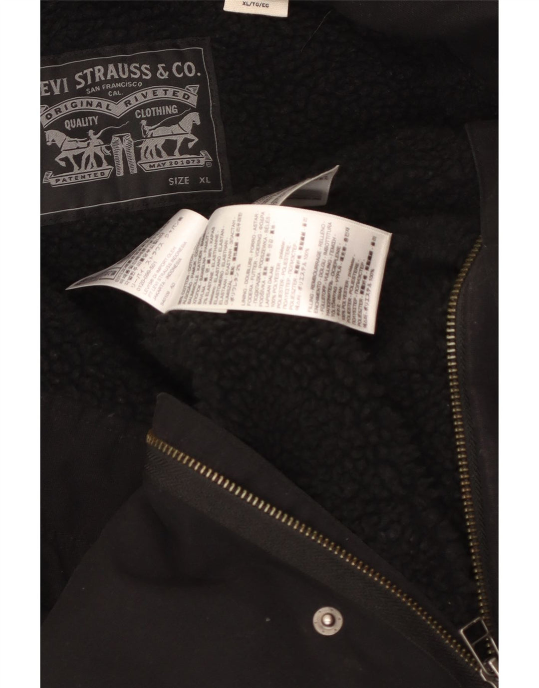 Мужская куртка из шерпа LEVI'S UK 42 XL, черный хлопок
