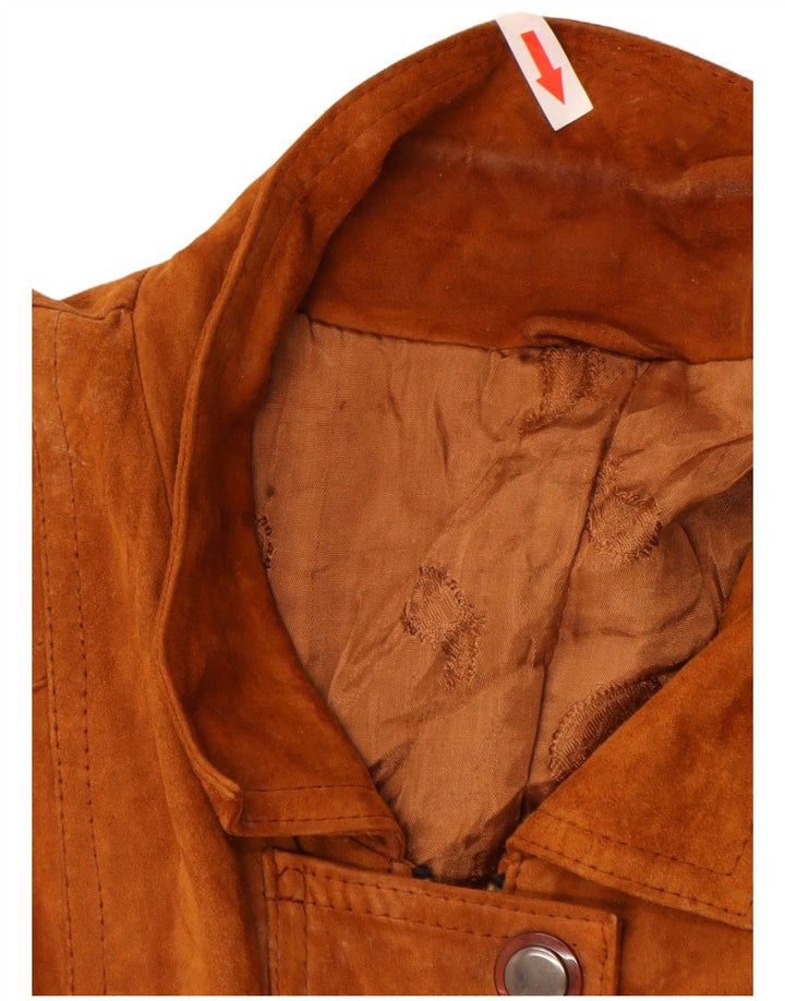 Винтажное женское замшевое пальто UK 16, большое коричневое