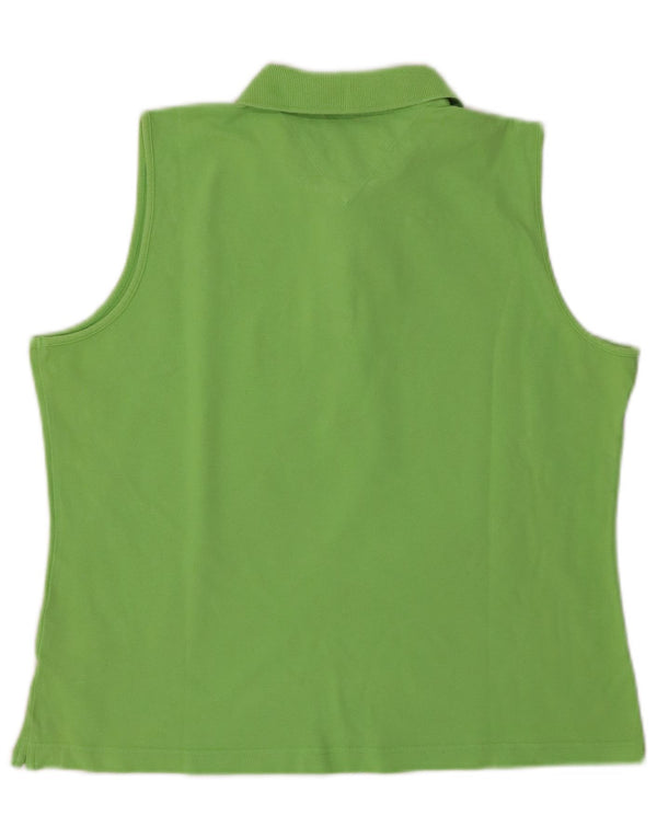 Женская рубашка-поло без рукавов TOMMY HILFIGER UK 16, большой зеленый хлопок