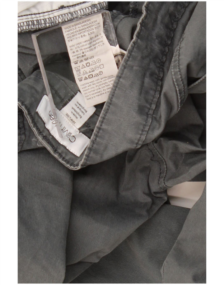 CALVIN KLEIN Мужские прямые повседневные брюки W34 L30 Серые хлопковые
