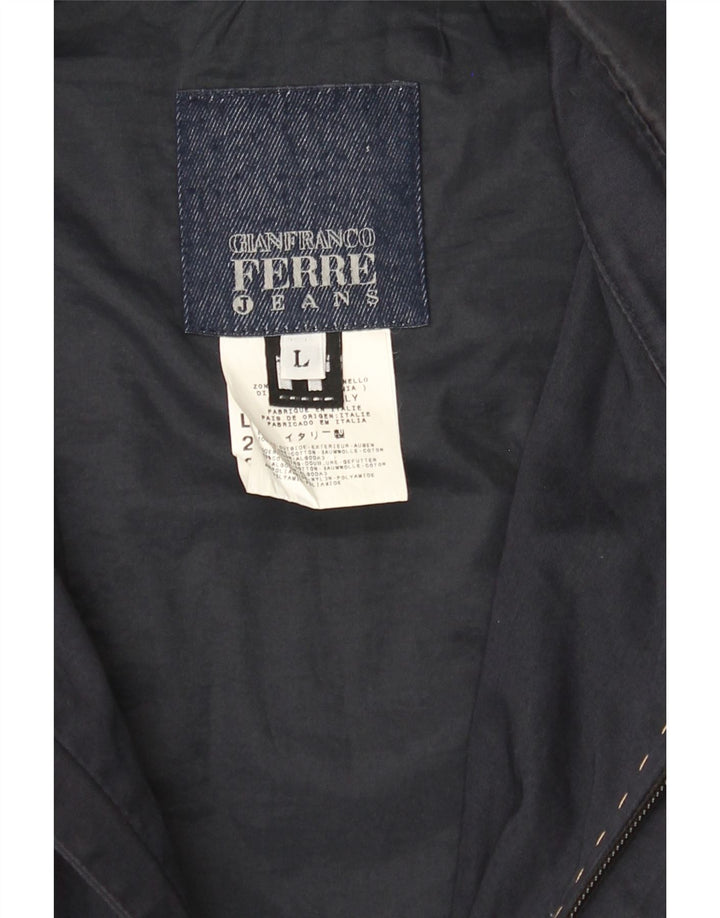 GIANFRANCO FERRE Mens Bomber Jacket UK 40 Large Navy Blue Cotton Vintage Gianfranco Ferre and Second-Hand Gianfranco Ferre from Messina Hembry 